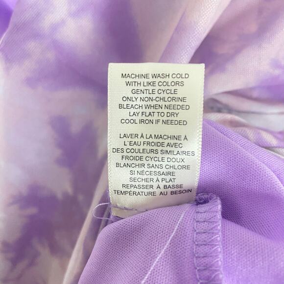 Love Fire 2X Purple Tie Dye Sheer Mesh Polo Blouse w/ Cami Layered Y2K Trendy - Picture 4 of 16